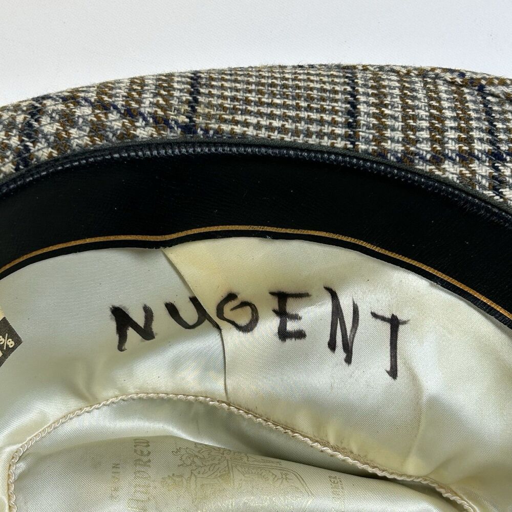 Vintage Kevin McAndrew Tweed Trilby Fedora Hat Mens Sz 7 3/8 Houndstooth Plaid W - Picture 9 of 12